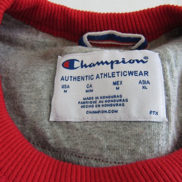 Champion Authentic Athletic Wear Men's M Pullover Red Crew-neck Logo Sweatshirt - Picture 5 of 5